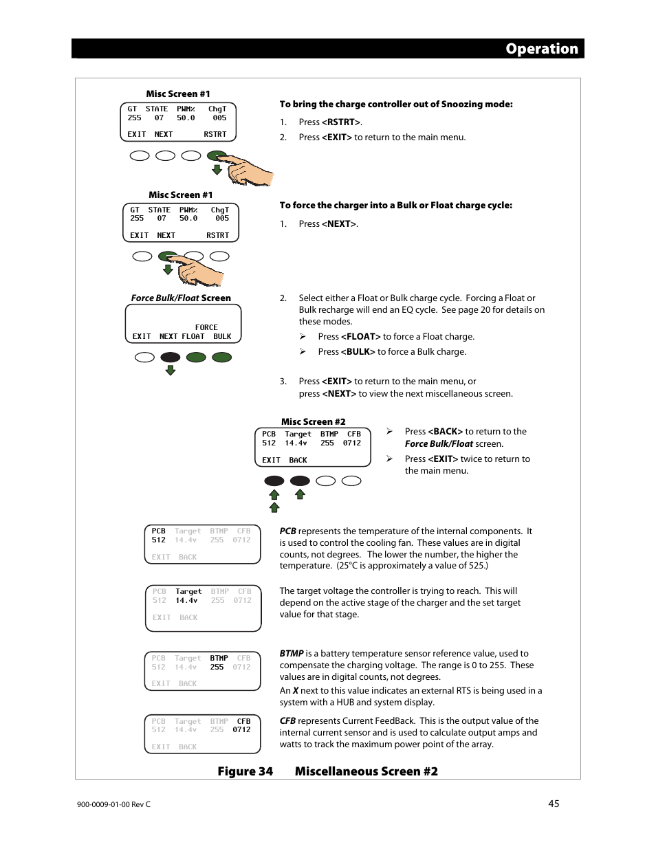 Operation, Figure 34 miscellaneous screen #2 | Outback Power Systems FLEXmax 80 Owners Manual User Manual | Page 47 / 112