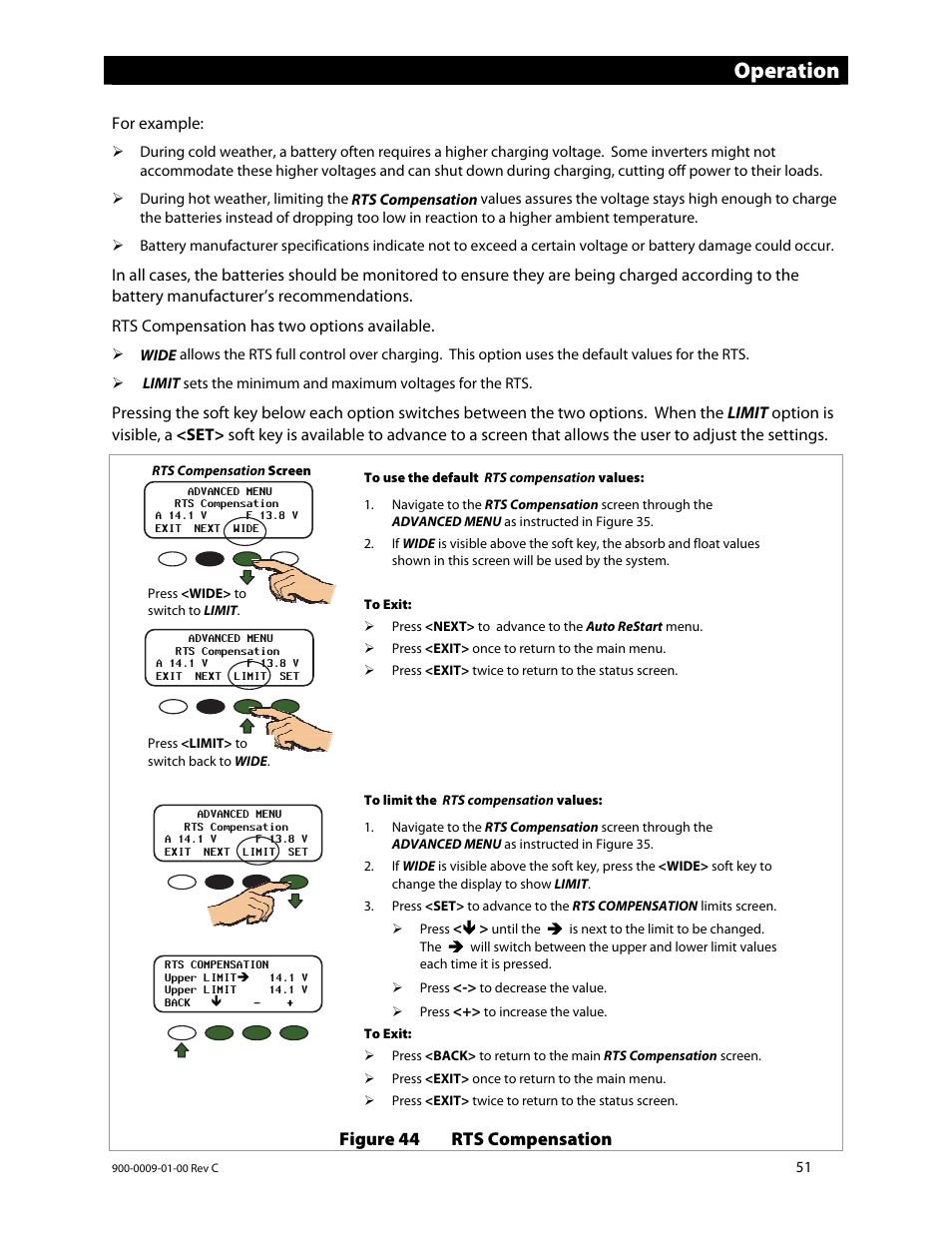 Operation, Figure 44 rts compensation | Outback Power Systems FLEXmax 80 Owners Manual User Manual | Page 53 / 112