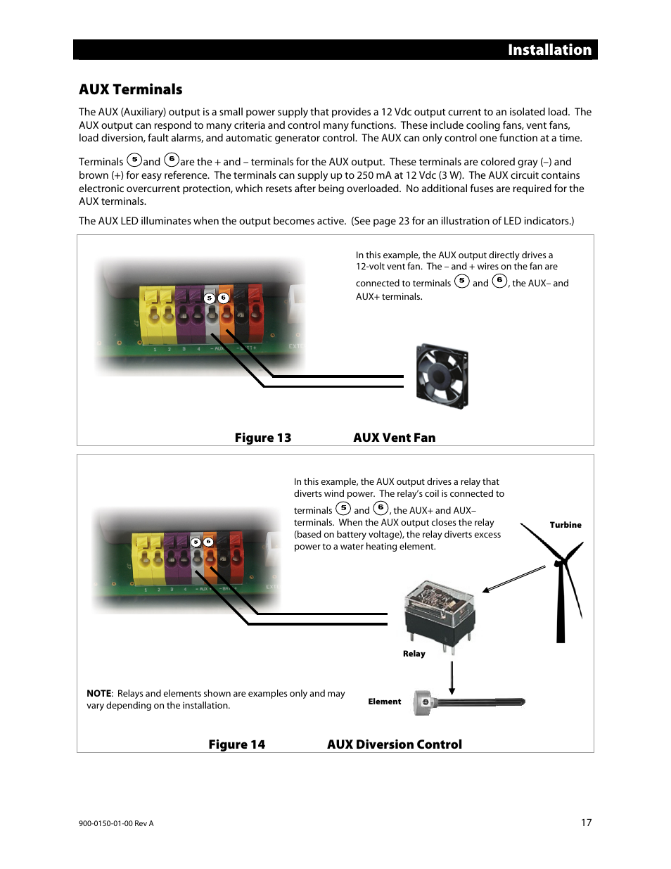 Installation, Aux terminals | Outback Power Systems FLEXmax Extreme Owners Manual User Manual | Page 19 / 84