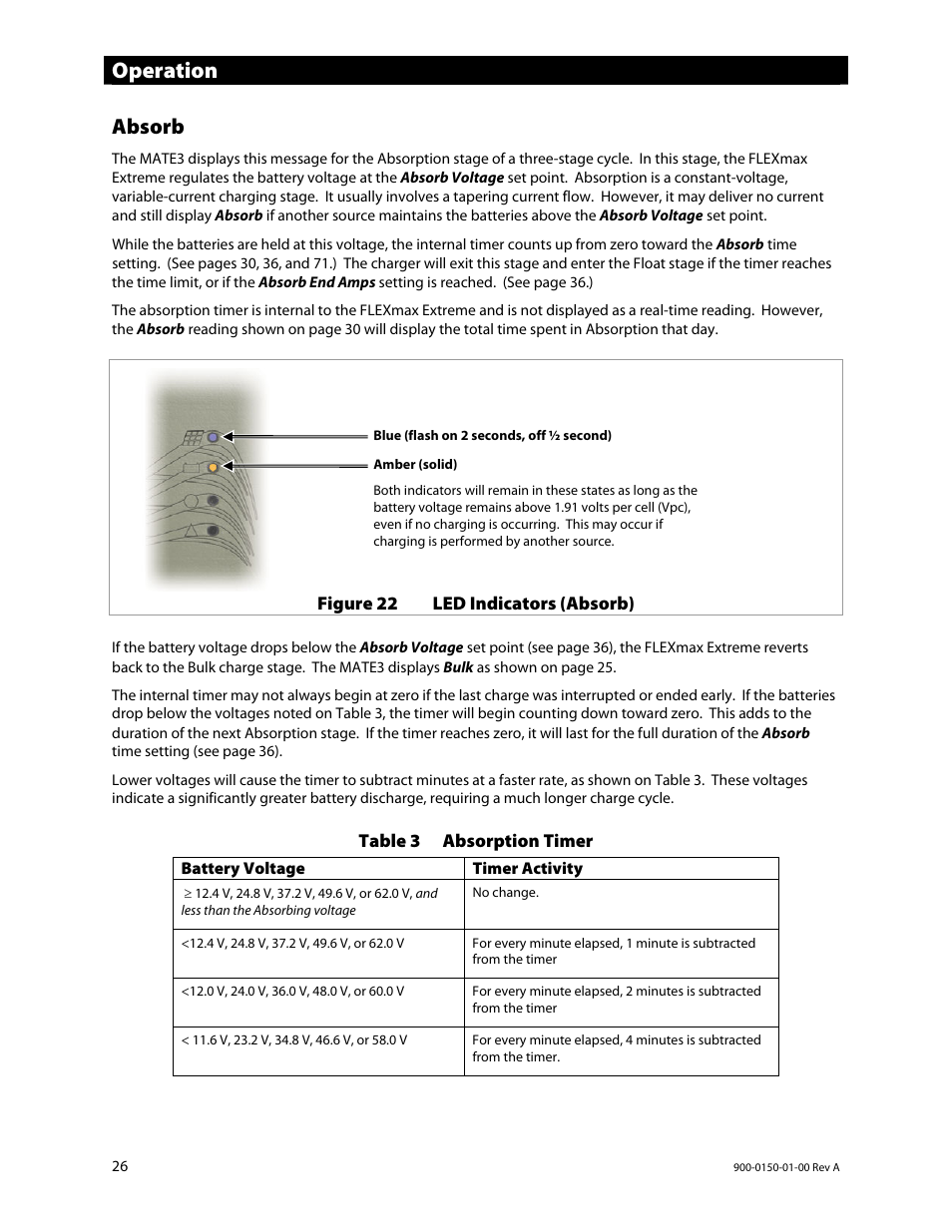 Operation, Absorb | Outback Power Systems FLEXmax Extreme Owners Manual User Manual | Page 28 / 84