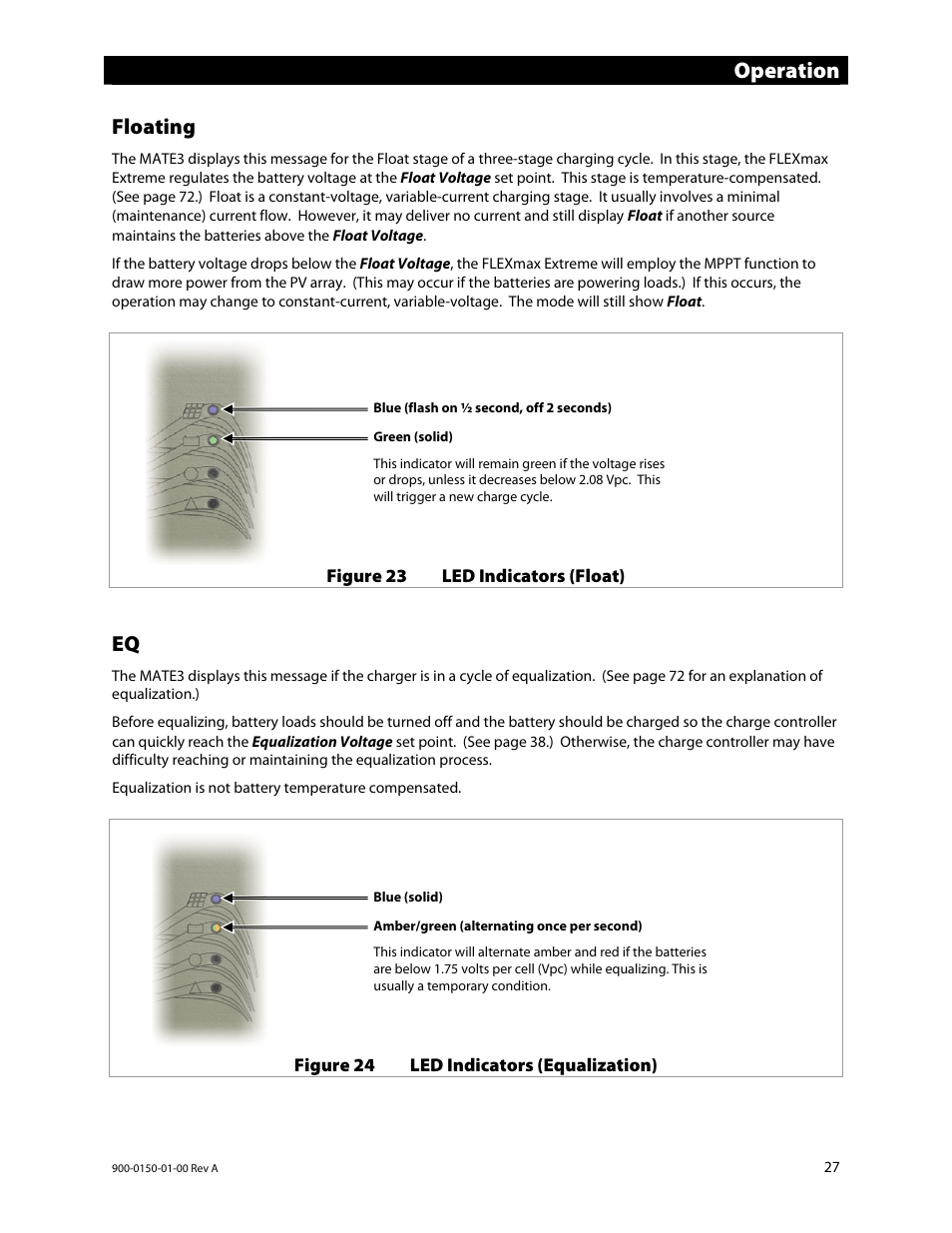 Operation, Floating | Outback Power Systems FLEXmax Extreme Owners Manual User Manual | Page 29 / 84