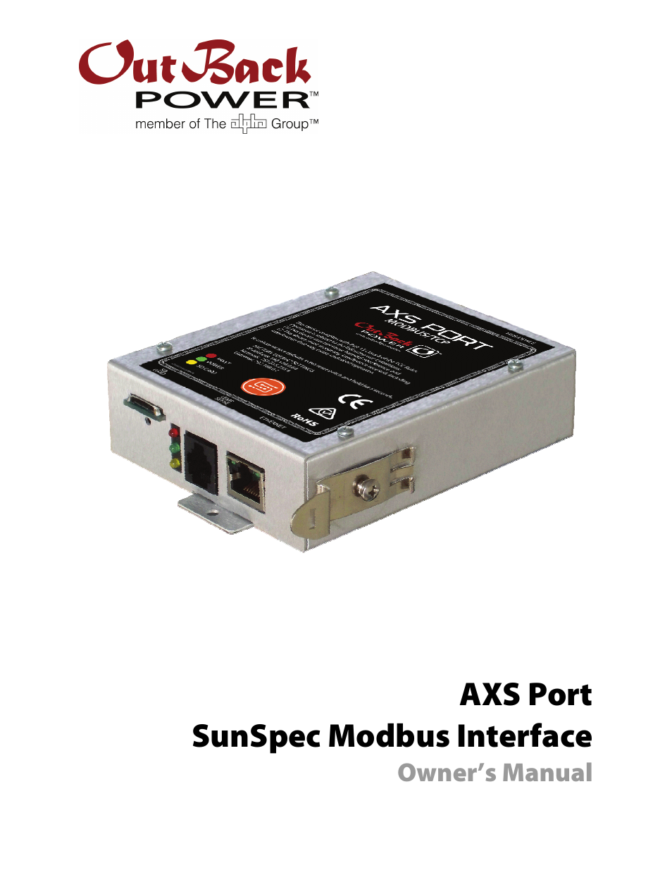 Outback Power Systems AXS Port SunSpec Modbus Interface Owners Manual User Manual | 20 pages