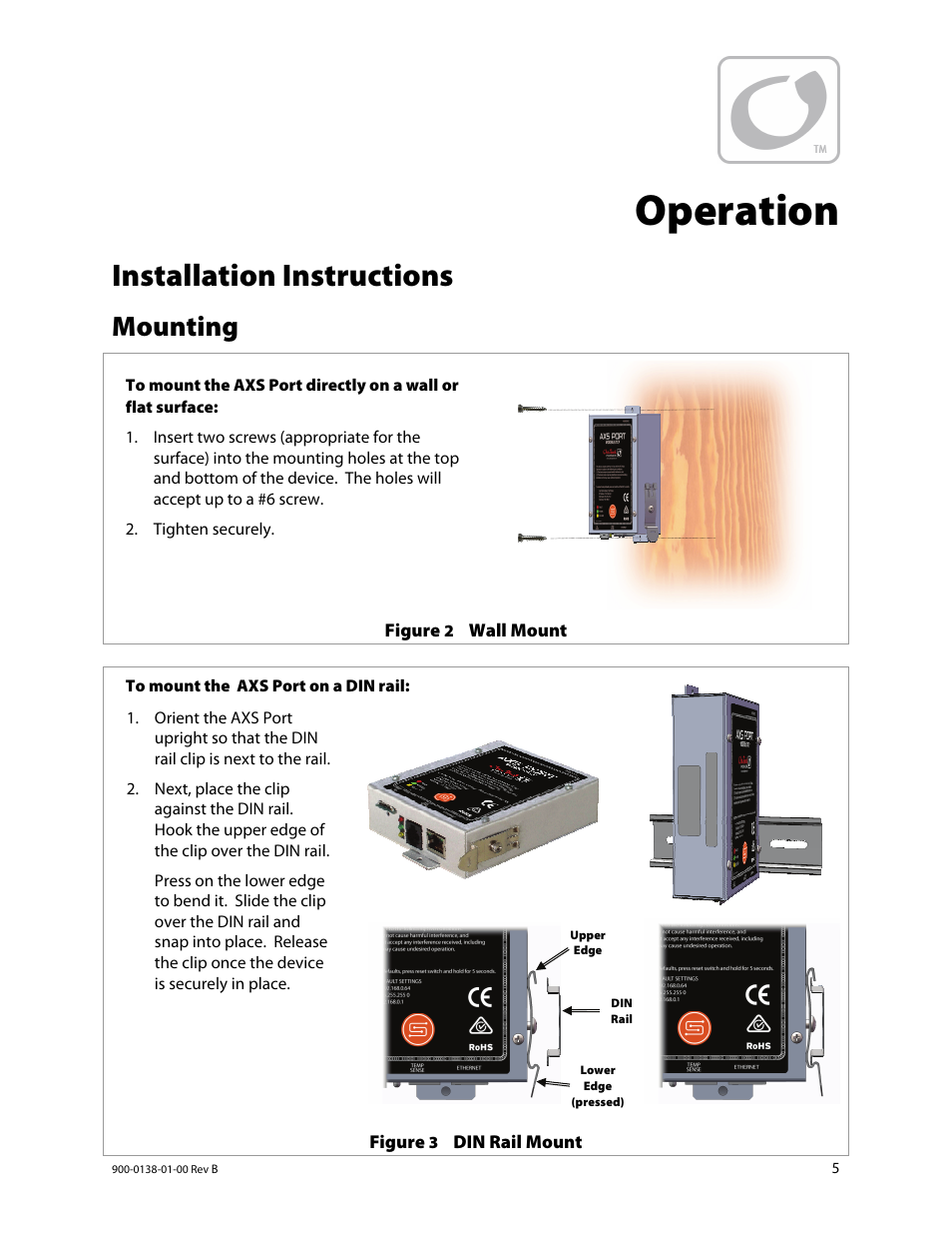 Operation, Installation instructions, Mounting | Outback Power Systems AXS Port SunSpec Modbus Interface Owners Manual User Manual | Page 7 / 20