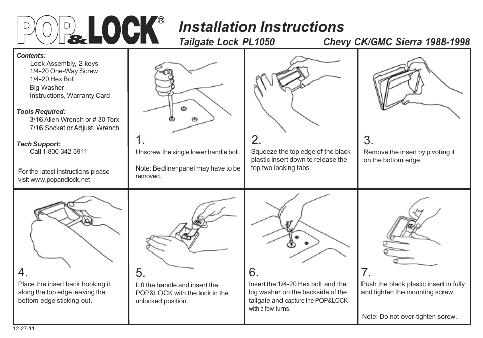 Pop & Lock PL1050 User Manual | 2 pages