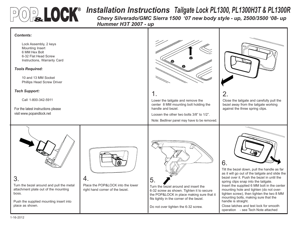 Pop & Lock PL1300H3T User Manual | 4 pages