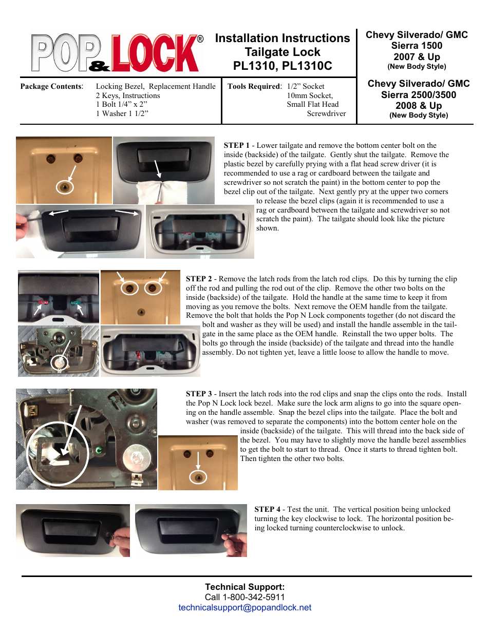 Pop & Lock PL1310C User Manual | 2 pages