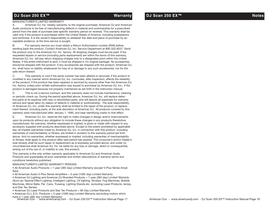 American DJ DJ Scan 250EX User Manual | Page 9 / 10
