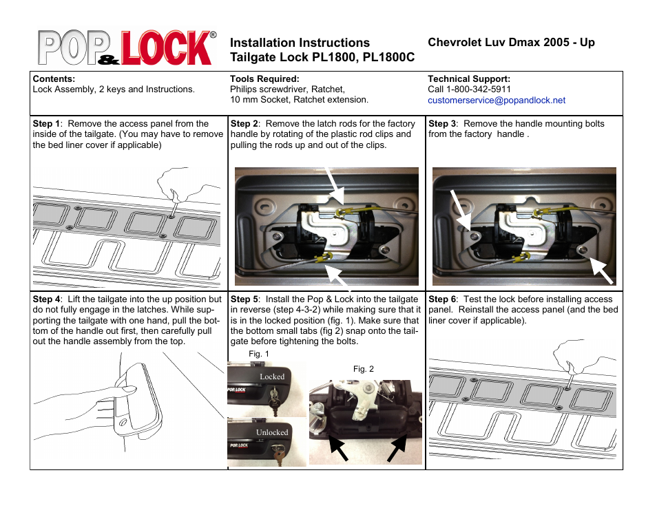 Pop & Lock PL1800C User Manual | 2 pages