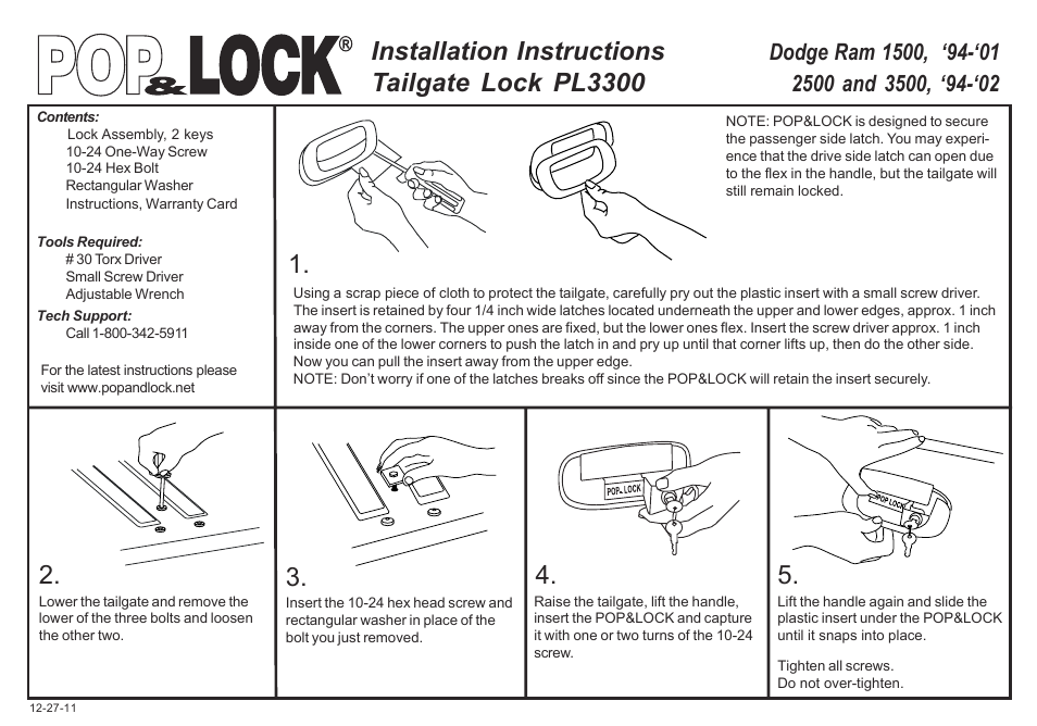 Pop & Lock PL3300 User Manual | 2 pages