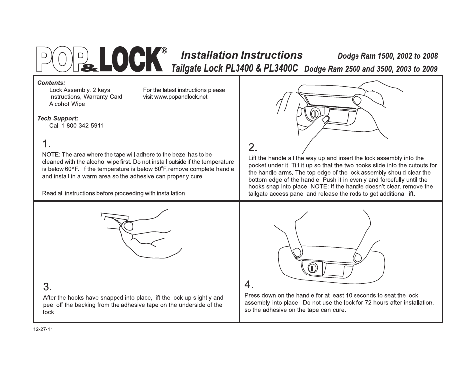 Pop & Lock PL3400C User Manual | 2 pages