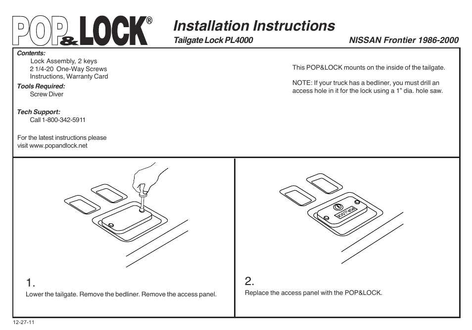 Pop & Lock PL4000 User Manual | 2 pages