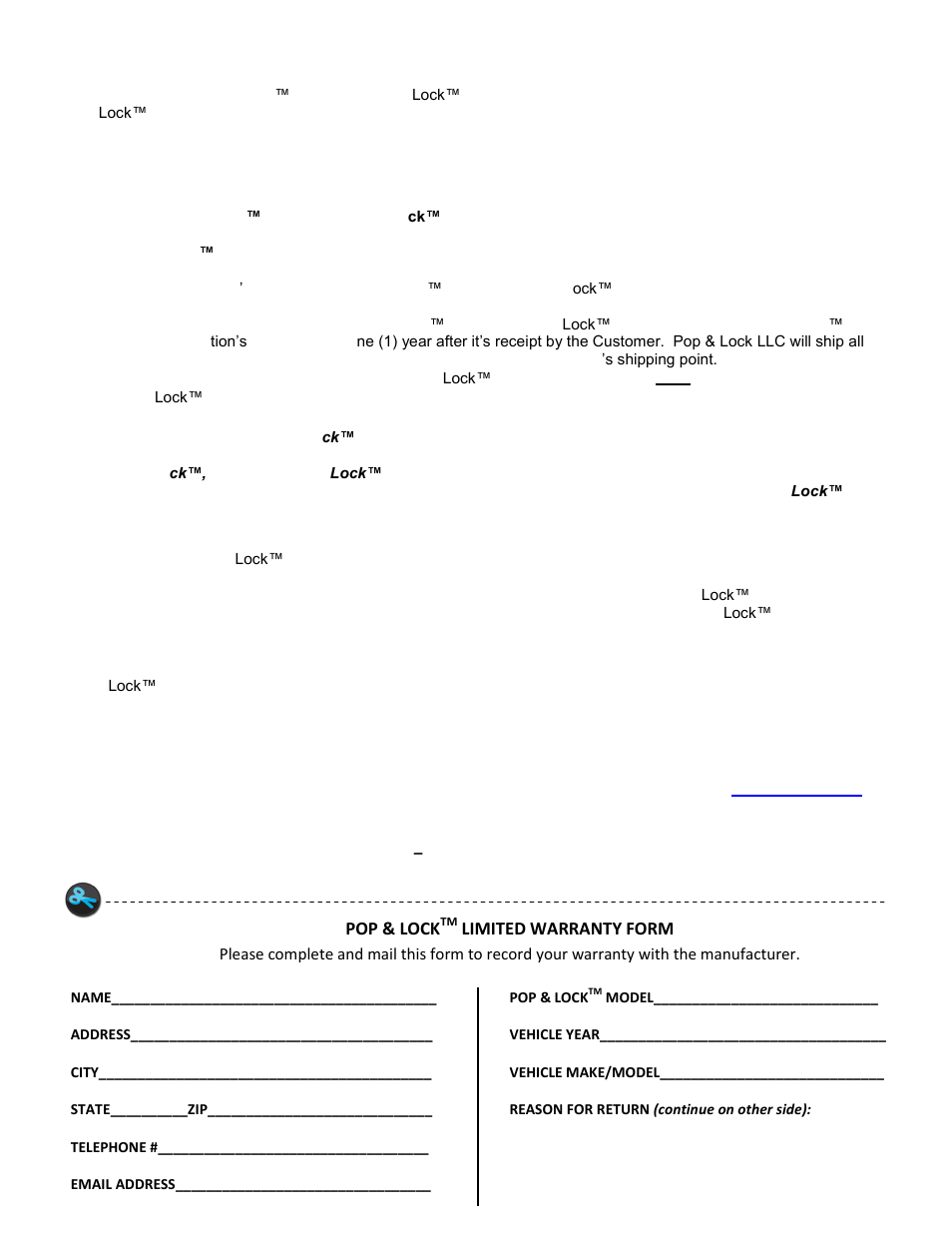 Pop & Lock PL5550 User Manual | Page 2 / 2