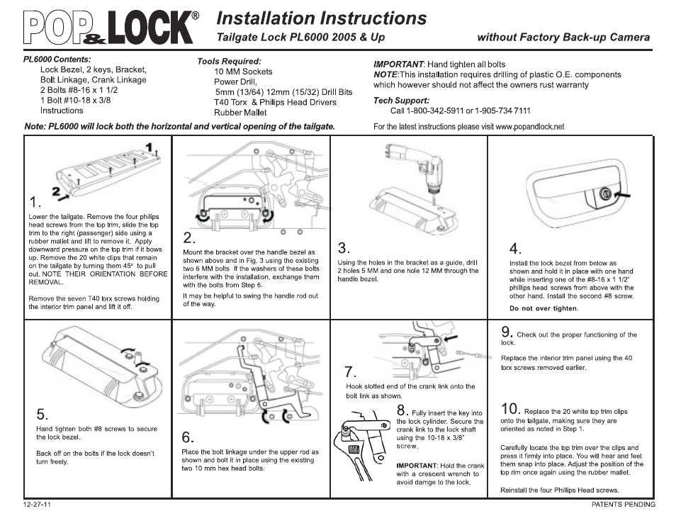 Pop & Lock PL6002 User Manual | 2 pages