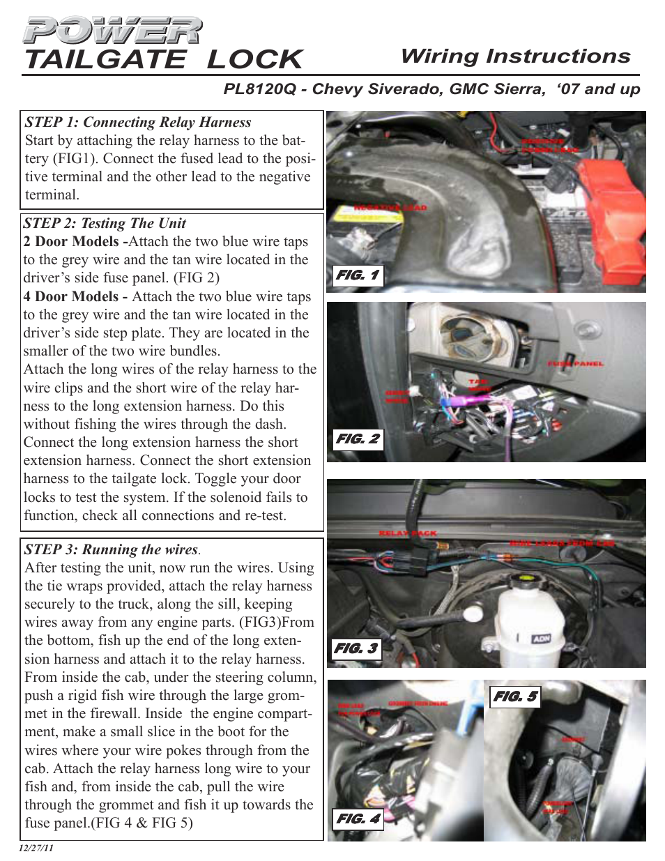 Tailgate lock, Wiring instructions | Pop & Lock PL8120Q User Manual | Page 2 / 4