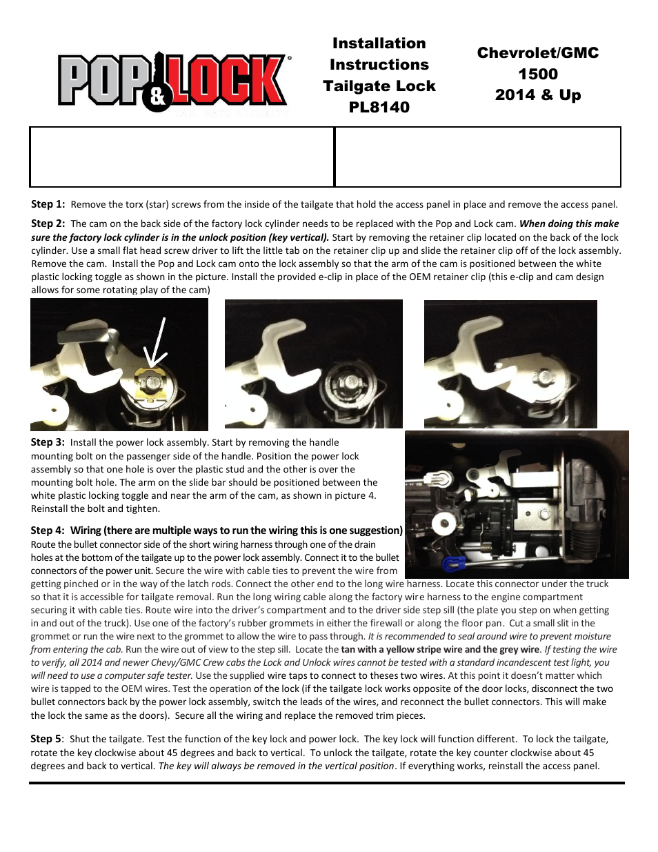 Pop & Lock PL8140 User Manual | 2 pages