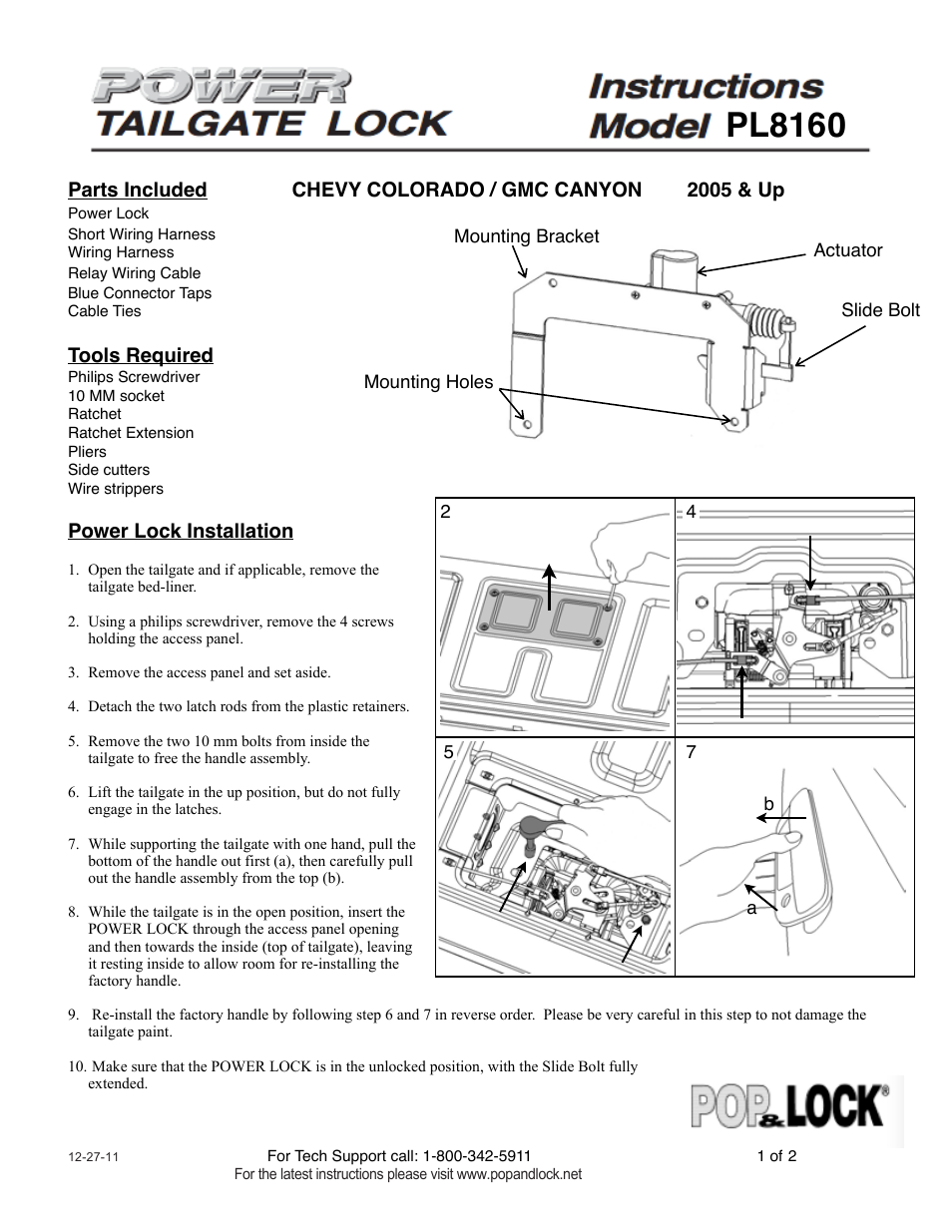 Pop & Lock PL8160 User Manual | 3 pages