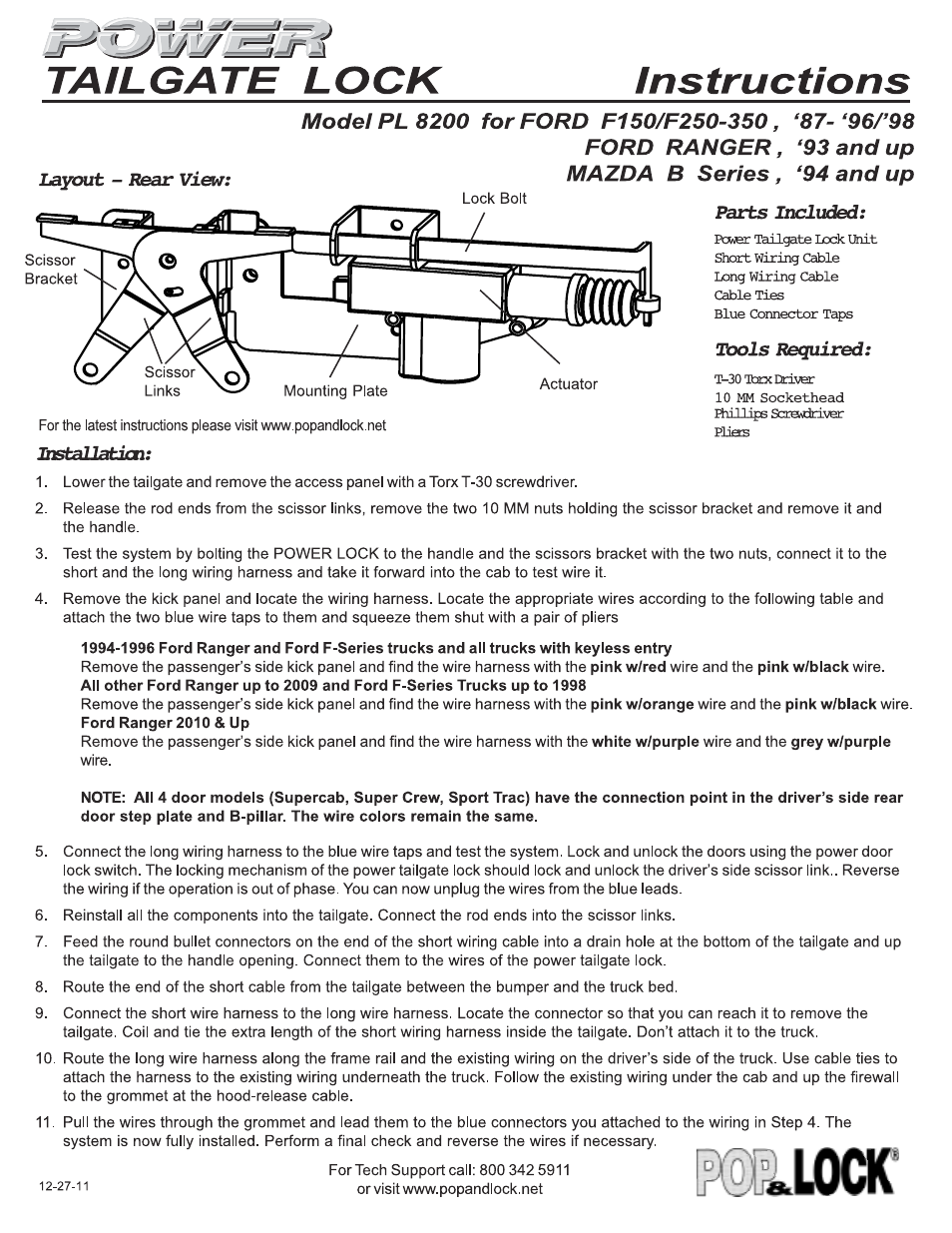 Pop & Lock PL8200 User Manual | 2 pages