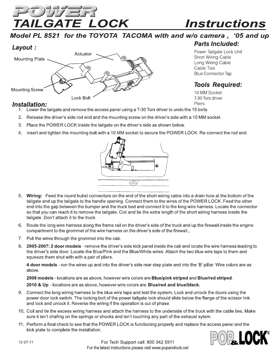 Pop & Lock PL8521 User Manual | 2 pages