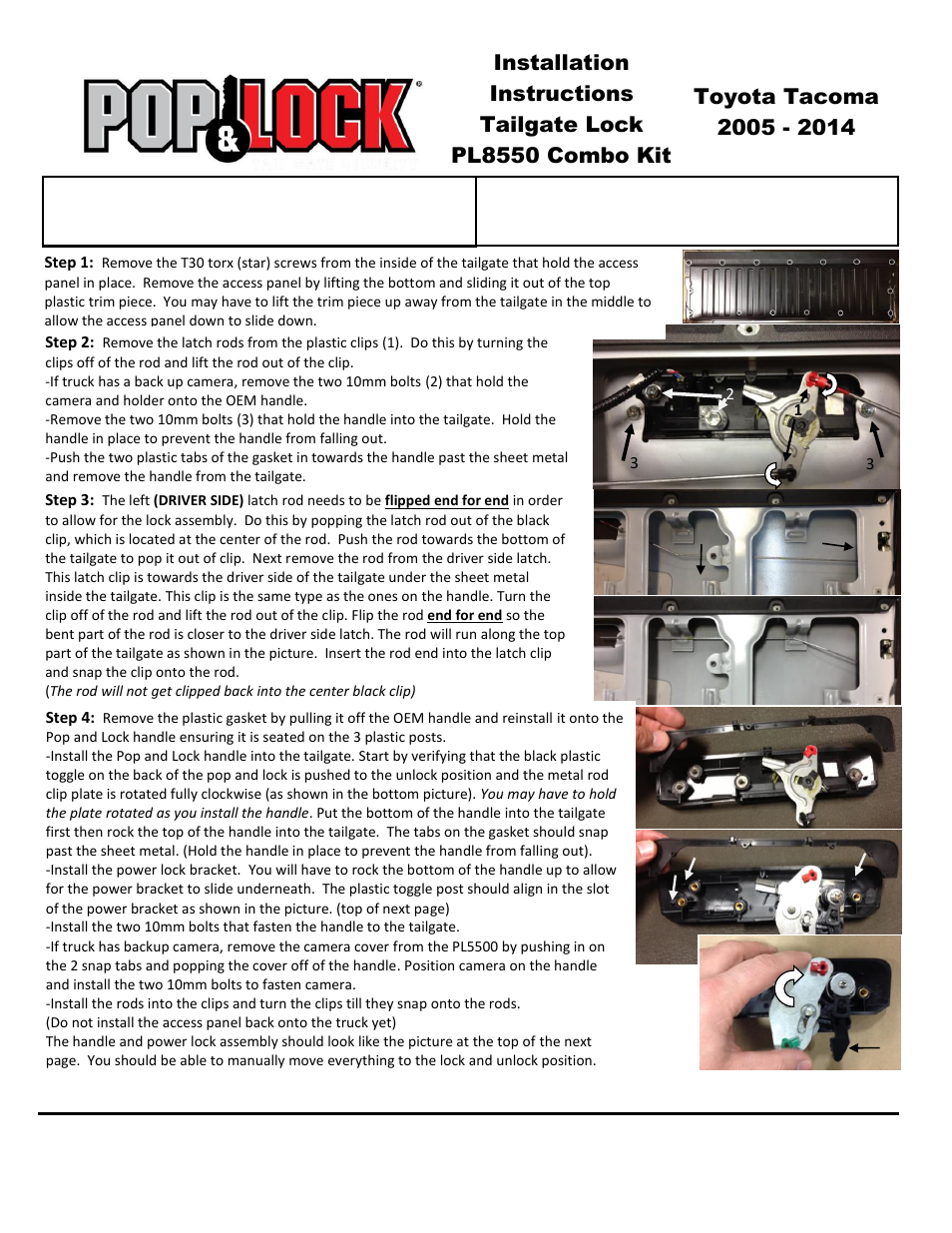 Pop & Lock PL85511 User Manual | 3 pages