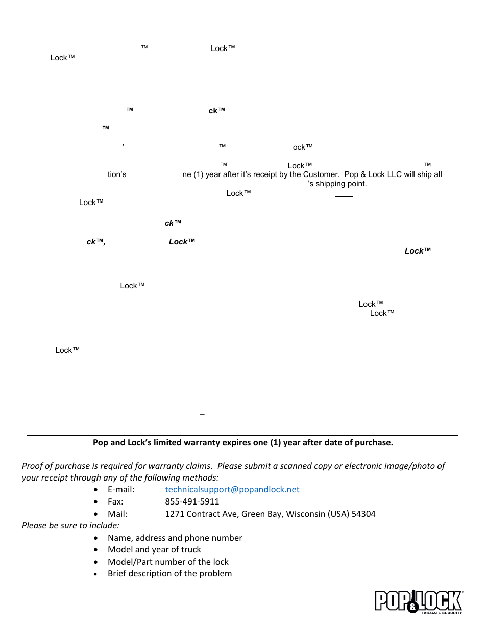 Pop & Lock PL85511 User Manual | Page 3 / 3