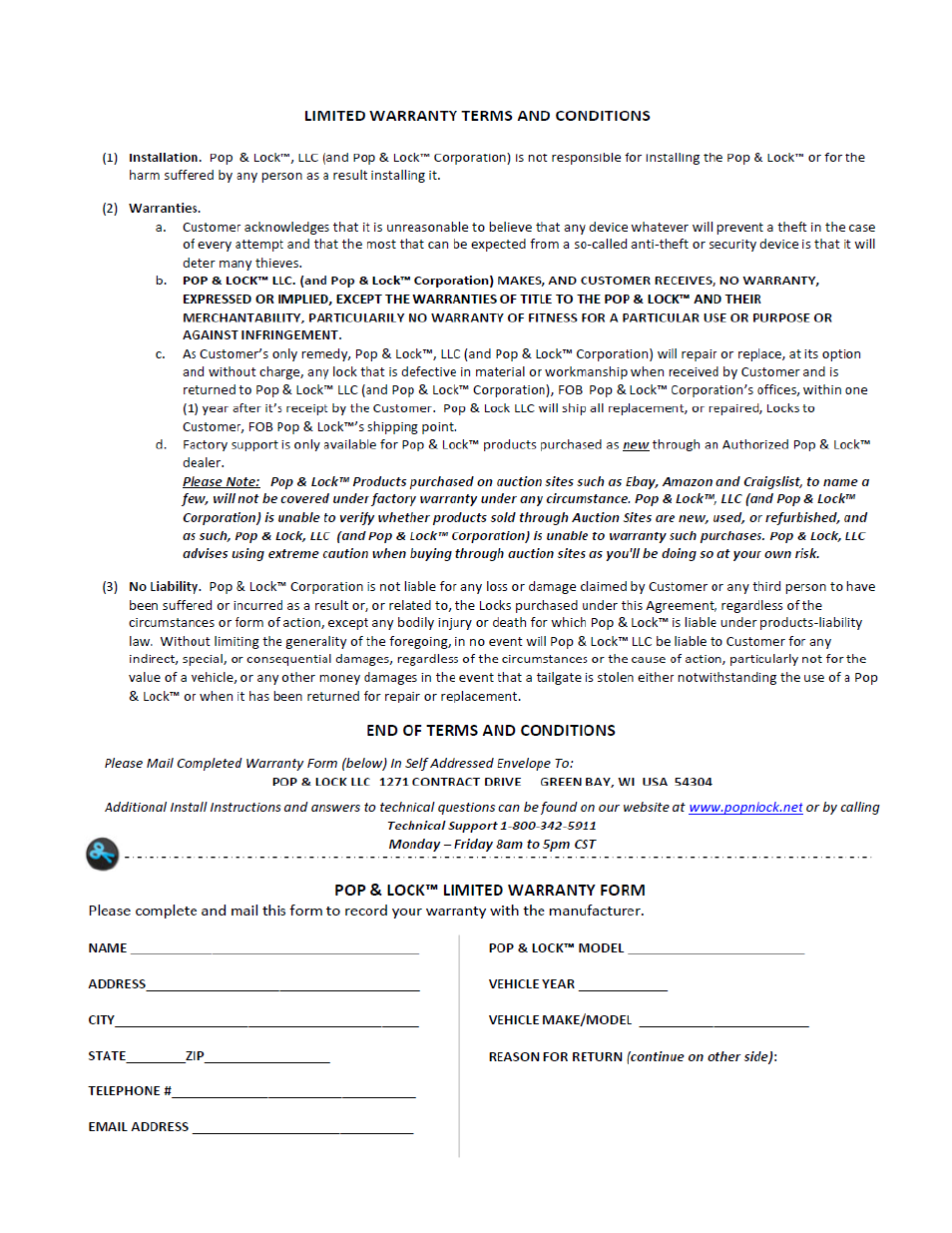 Pop & Lock PL8662 User Manual | Page 3 / 3