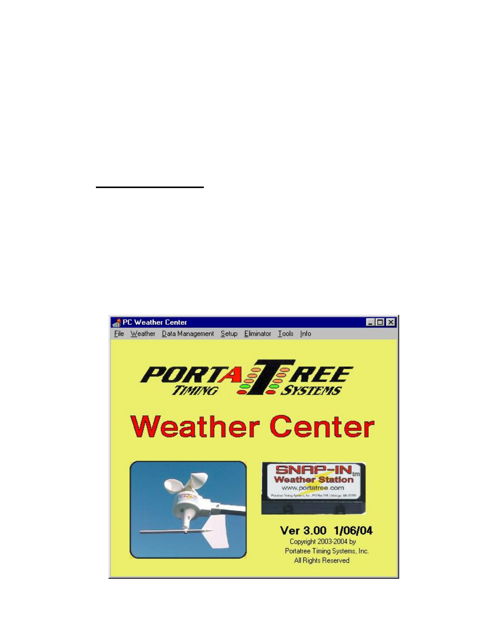 Opening screen | PortaTree Weather Deluxe Hardware User Manual | Page 7 / 18