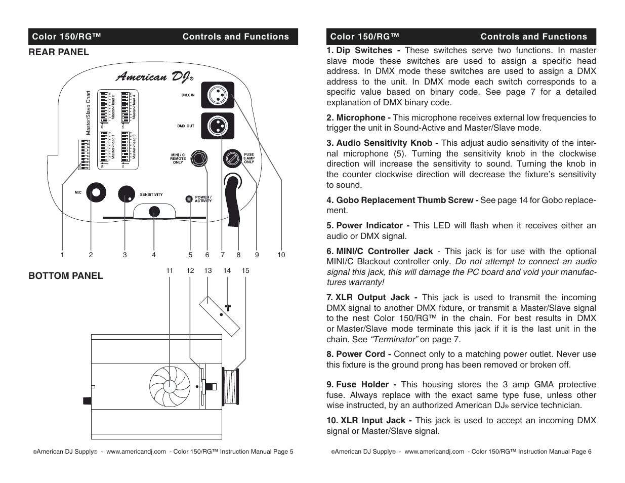 American DJ 150/RG User Manual | Page 3 / 10