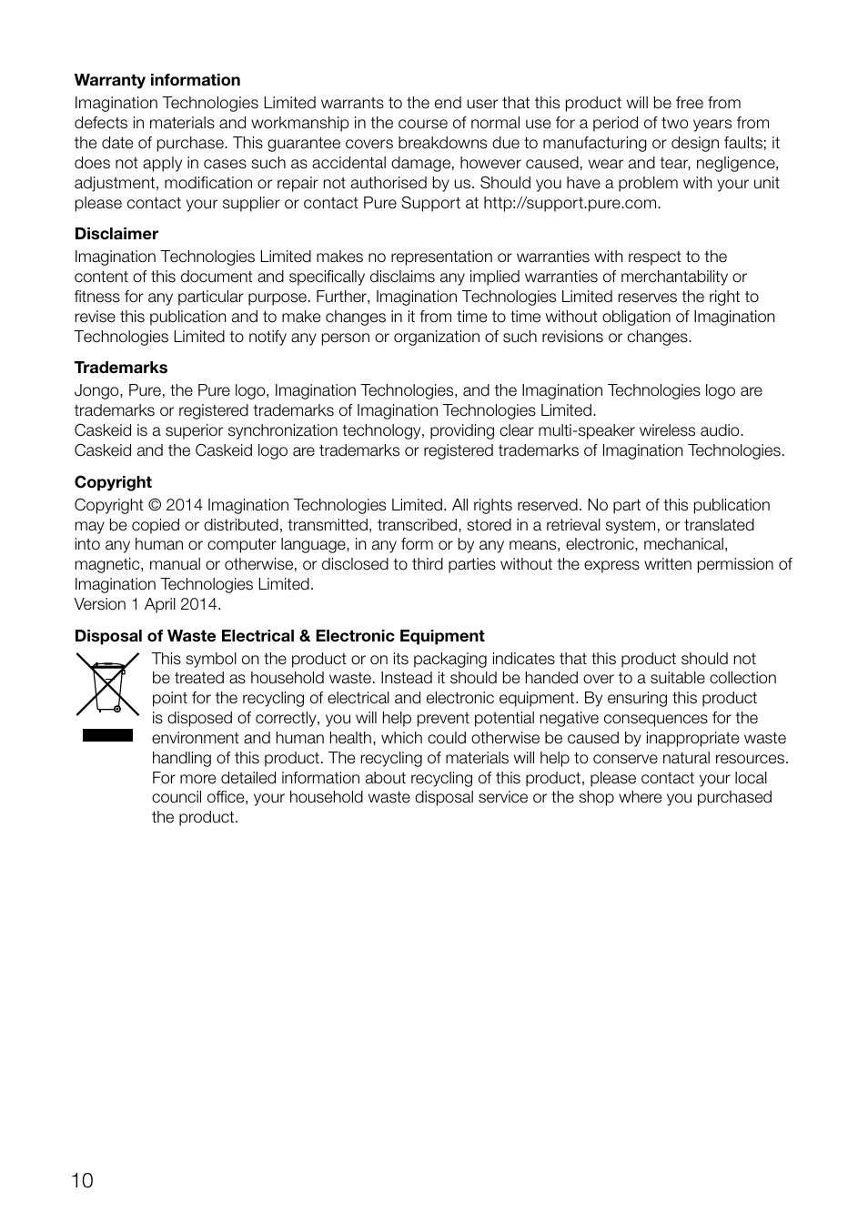 Pure Jongo T6 User Manual | Page 12 / 14