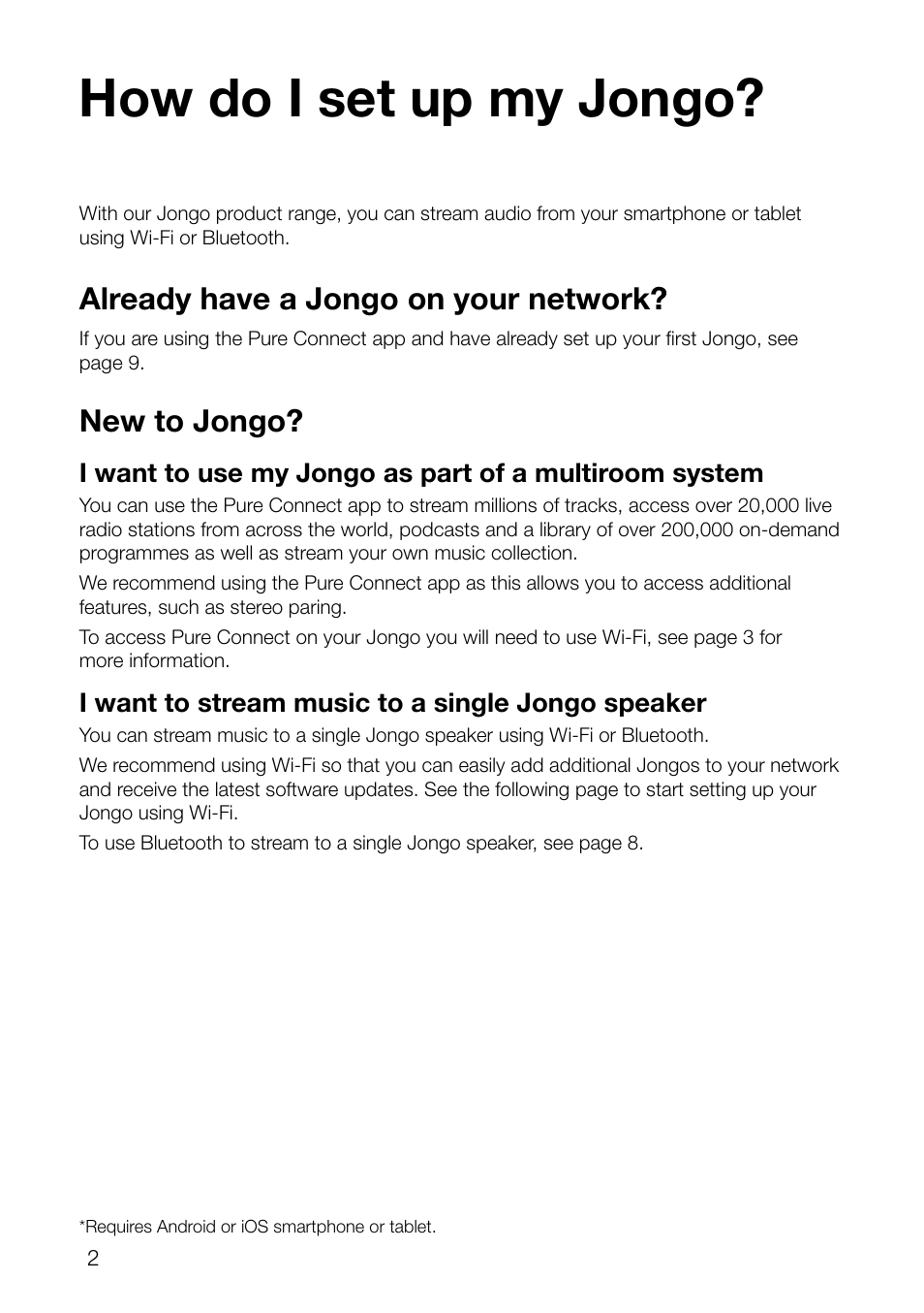 How do i set up my jongo, Already have a jongo on your network, New to jongo | Pure Jongo T2 User Manual | Page 4 / 14