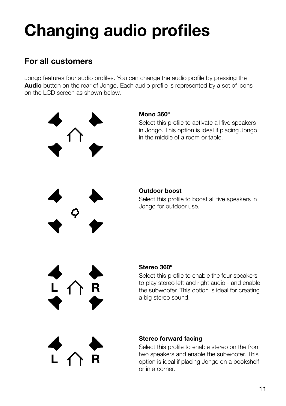 Changing audio profiles | Pure Jongo S3 - Quick Start Guide User Manual | Page 13 / 16
