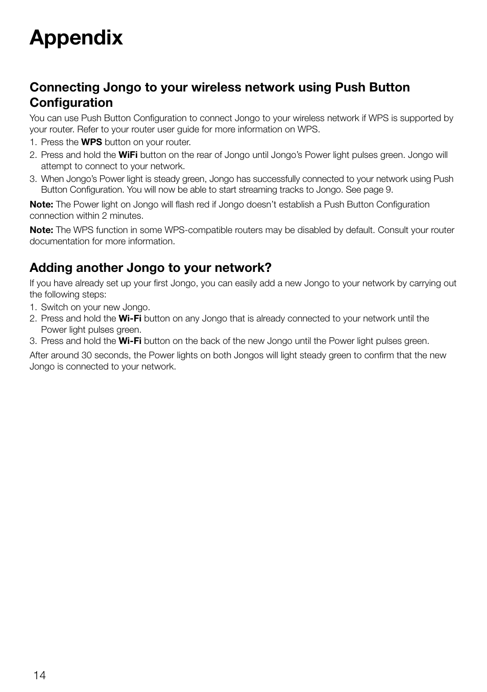 Appendix, Adding another jongo to your network | Pure Jongo S3 - User Guide User Manual | Page 16 / 20