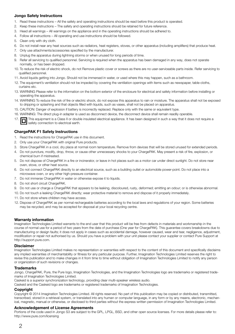 Pure Jongo S3 - User Guide User Manual | Page 4 / 20