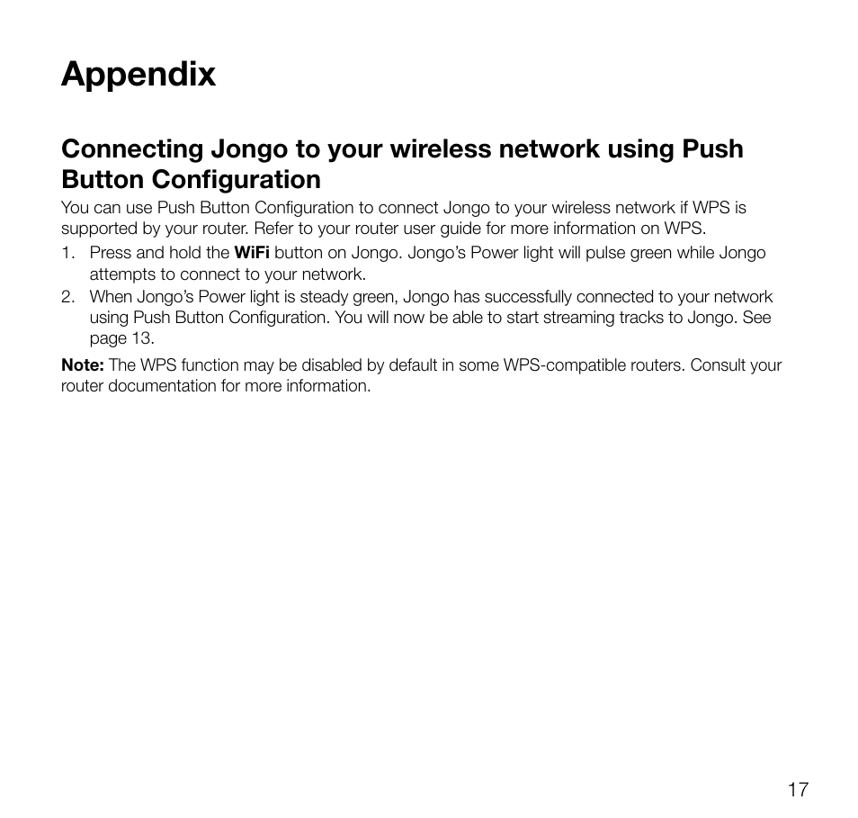Appendix | Pure Jongo A2 - User Guide User Manual | Page 19 / 24