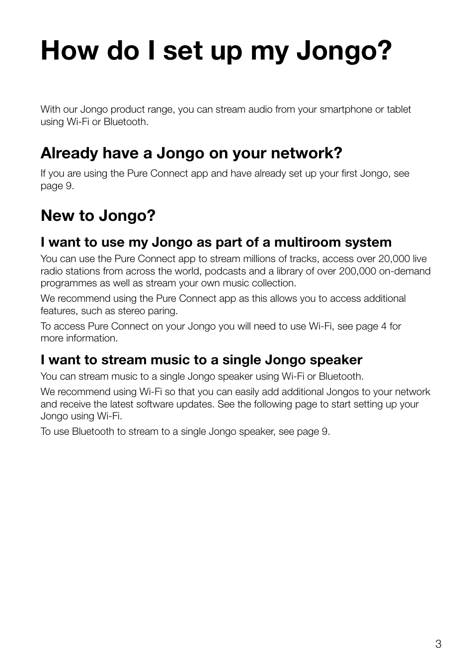 How do i set up my jongo, Already have a jongo on your network, New to jongo | Pure Jongo A2 - Quick Start Guide User Manual | Page 5 / 14