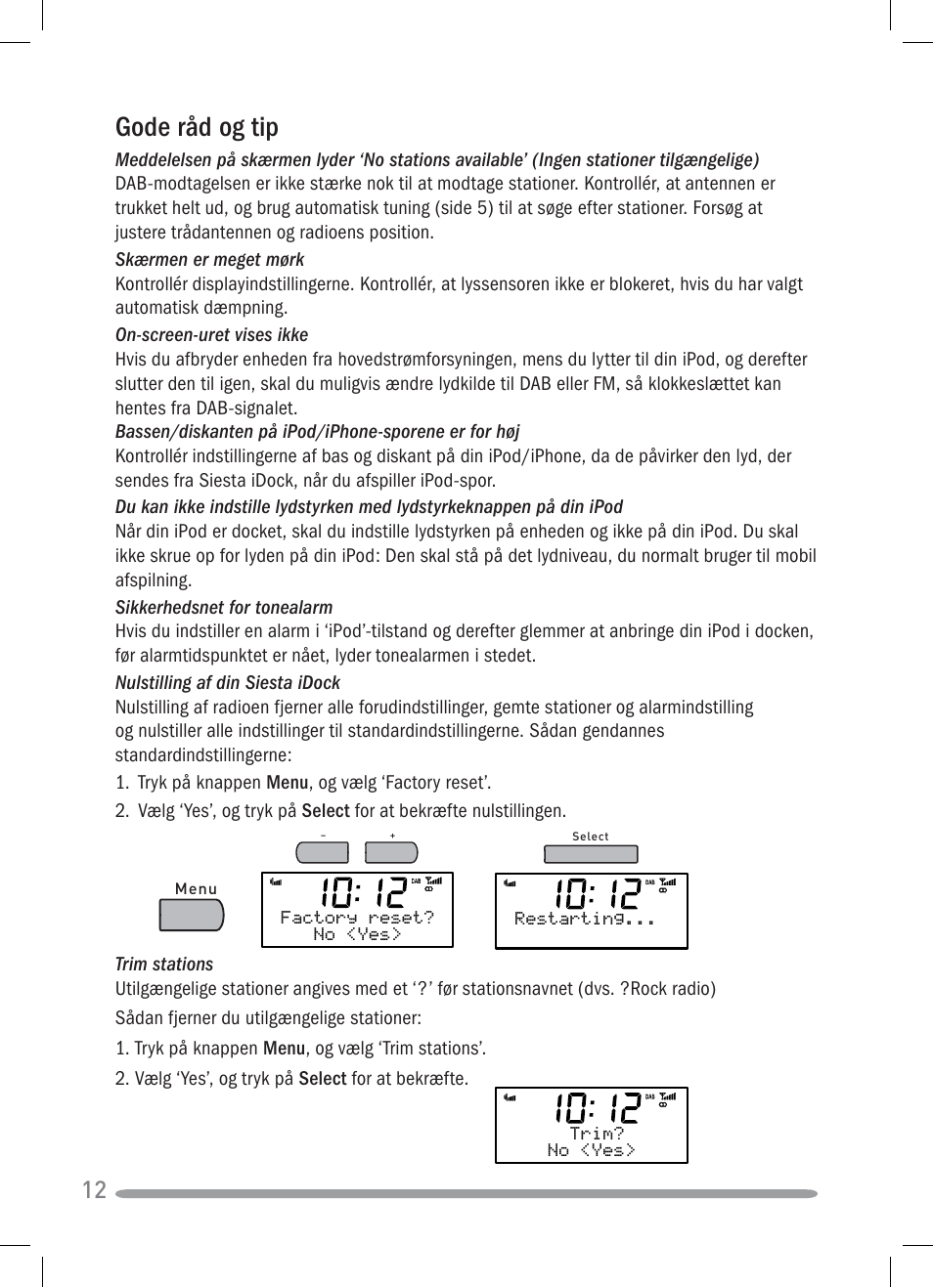 Gode råd og tip | Pure Siesta iDock User Manual | Page 70 / 88
