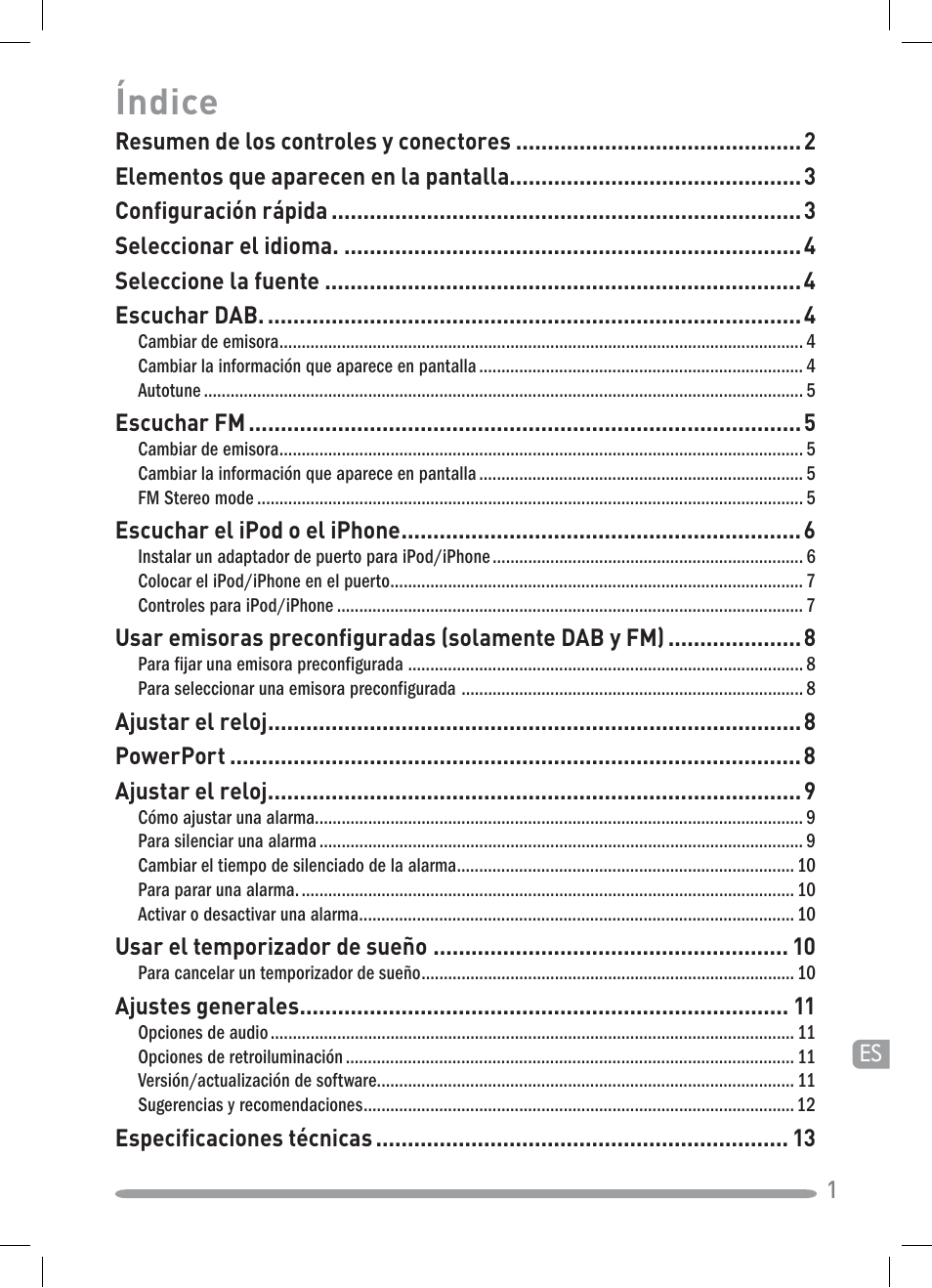 Índice | Pure Siesta iDock User Manual | Page 73 / 88