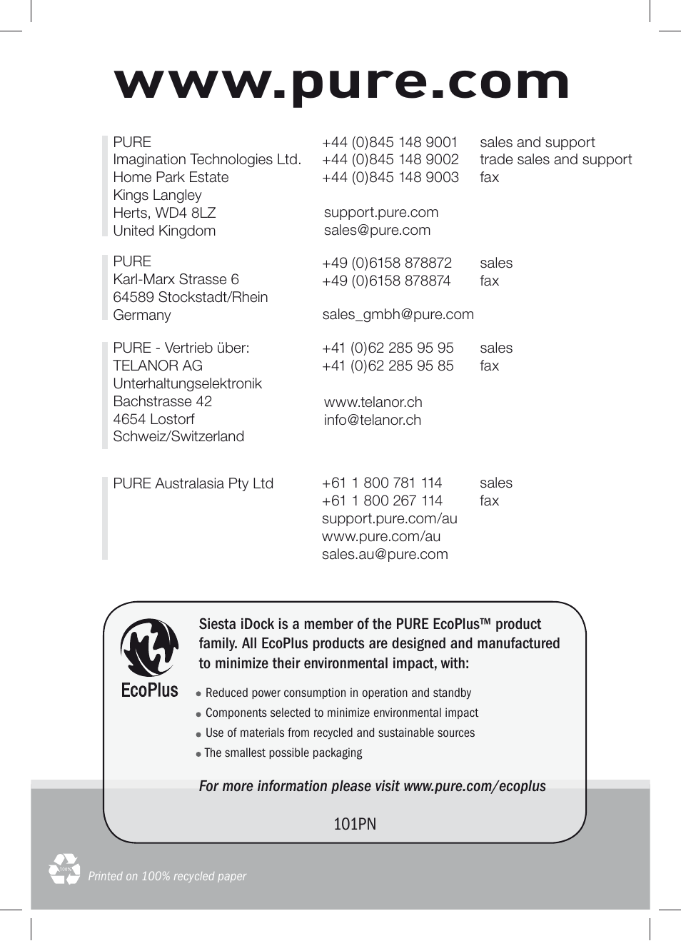 Ecoplus | Pure Siesta iDock User Manual | Page 88 / 88