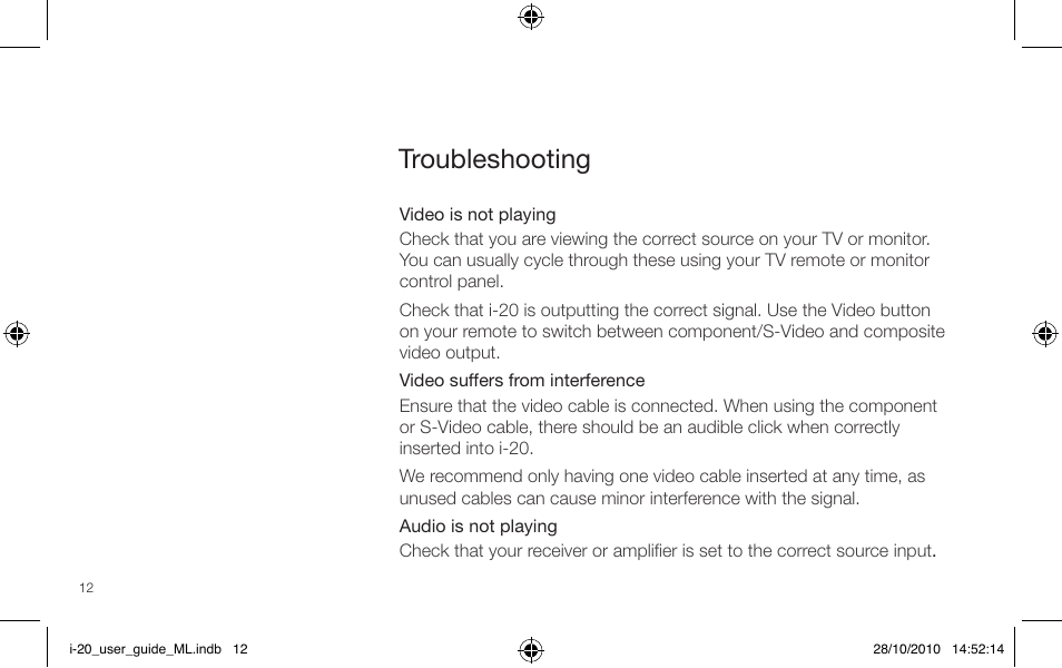 Troubleshooting | Pure i-20 User Manual | Page 12 / 88