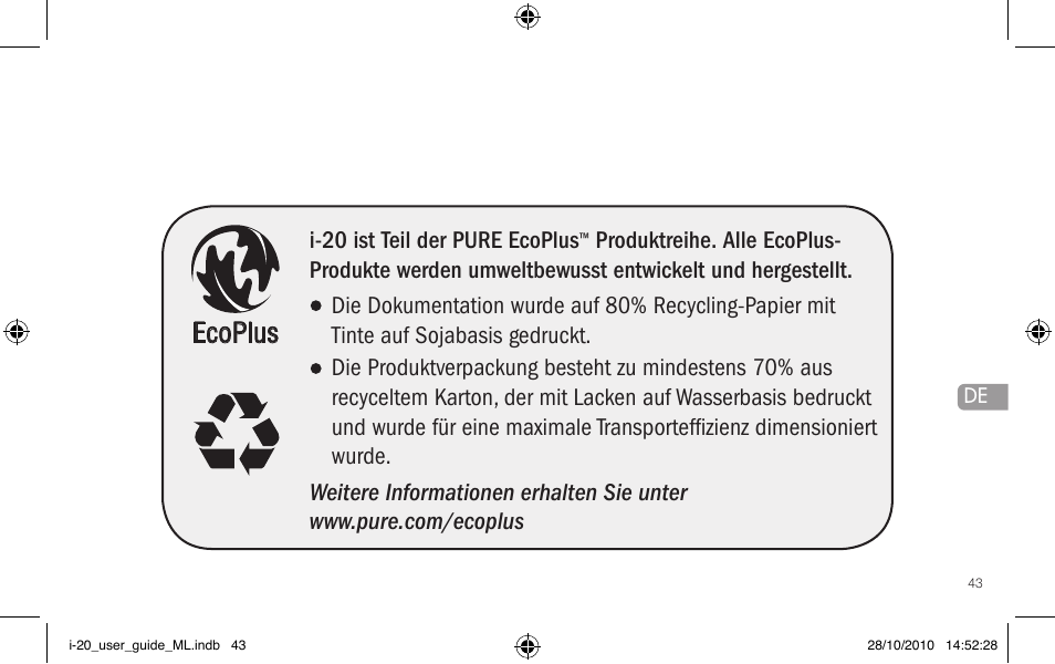 Ecoplus | Pure i-20 User Manual | Page 43 / 88