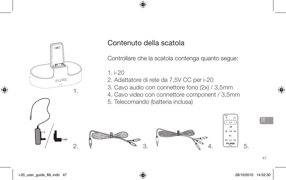 Contenuto della scatola | Pure i-20 User Manual | Page 47 / 88