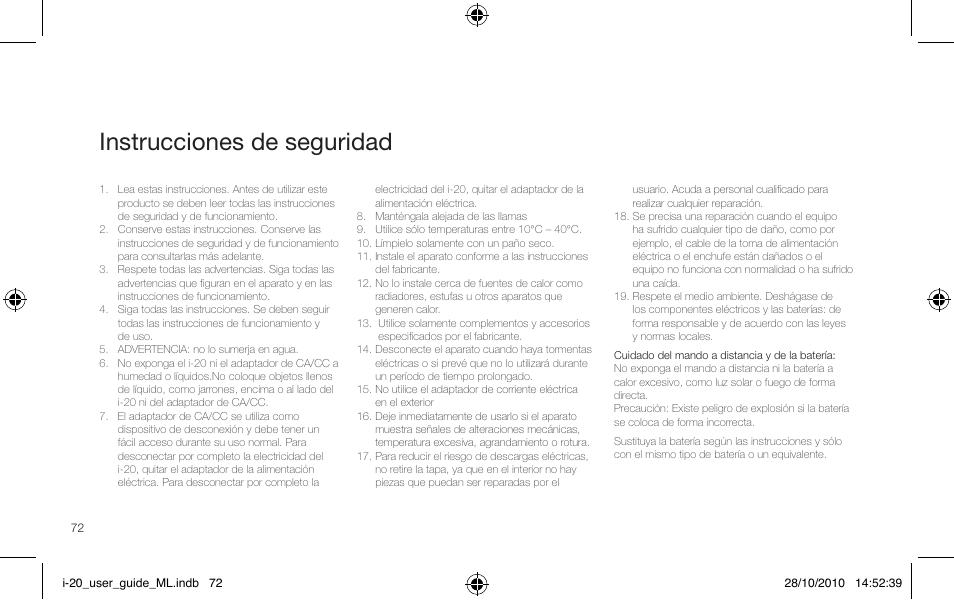 Instrucciones de seguridad | Pure i-20 User Manual | Page 72 / 88