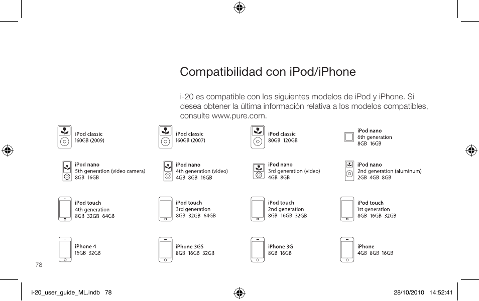 Compatibilidad con ipod/iphone | Pure i-20 User Manual | Page 78 / 88