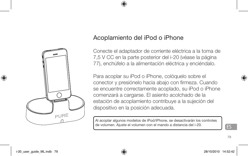 Acoplamiento del ipod o iphone | Pure i-20 User Manual | Page 79 / 88