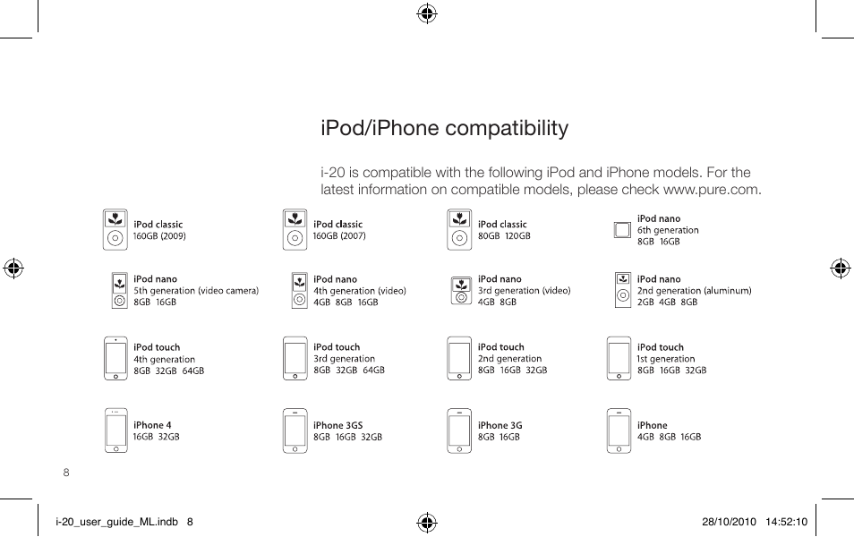 Ipod/iphone compatibility | Pure i-20 User Manual | Page 8 / 88