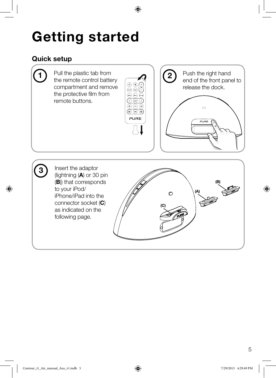 Getting started, Quick setup | Pure Contour i1 Air User Manual | Page 7 / 28