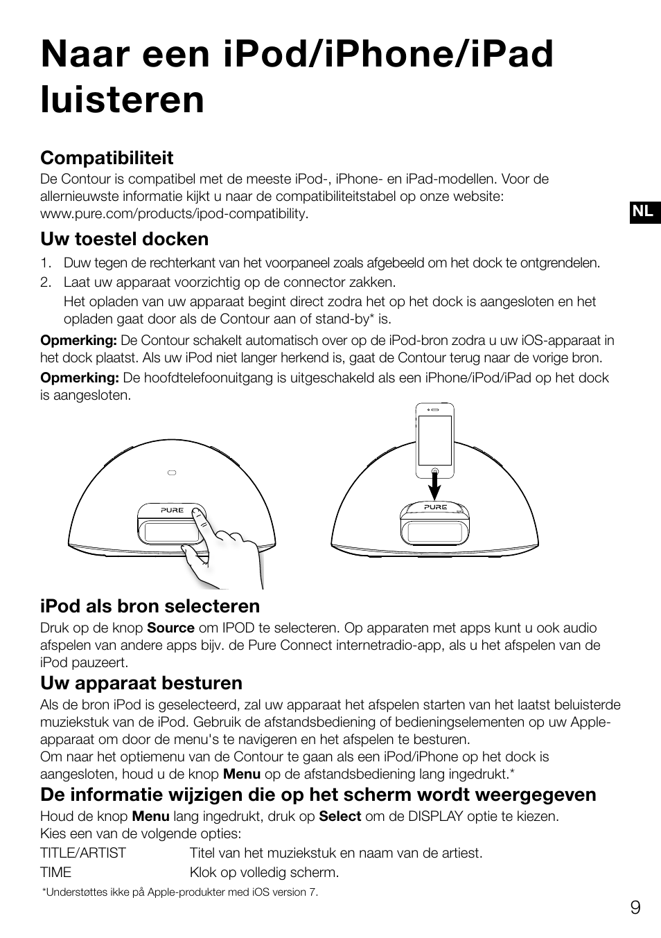 Naar een ipod/iphone/ipad luisteren | Pure Contour D1 User Manual | Page 111 / 124