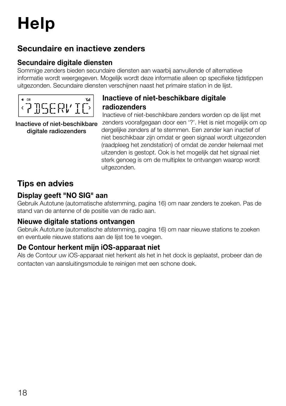 Help | Pure Contour D1 User Manual | Page 120 / 124