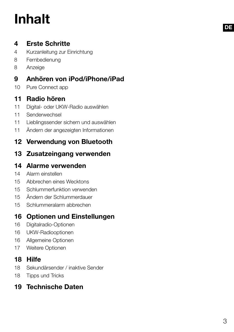 Inhalt | Pure Contour D1 User Manual | Page 25 / 124