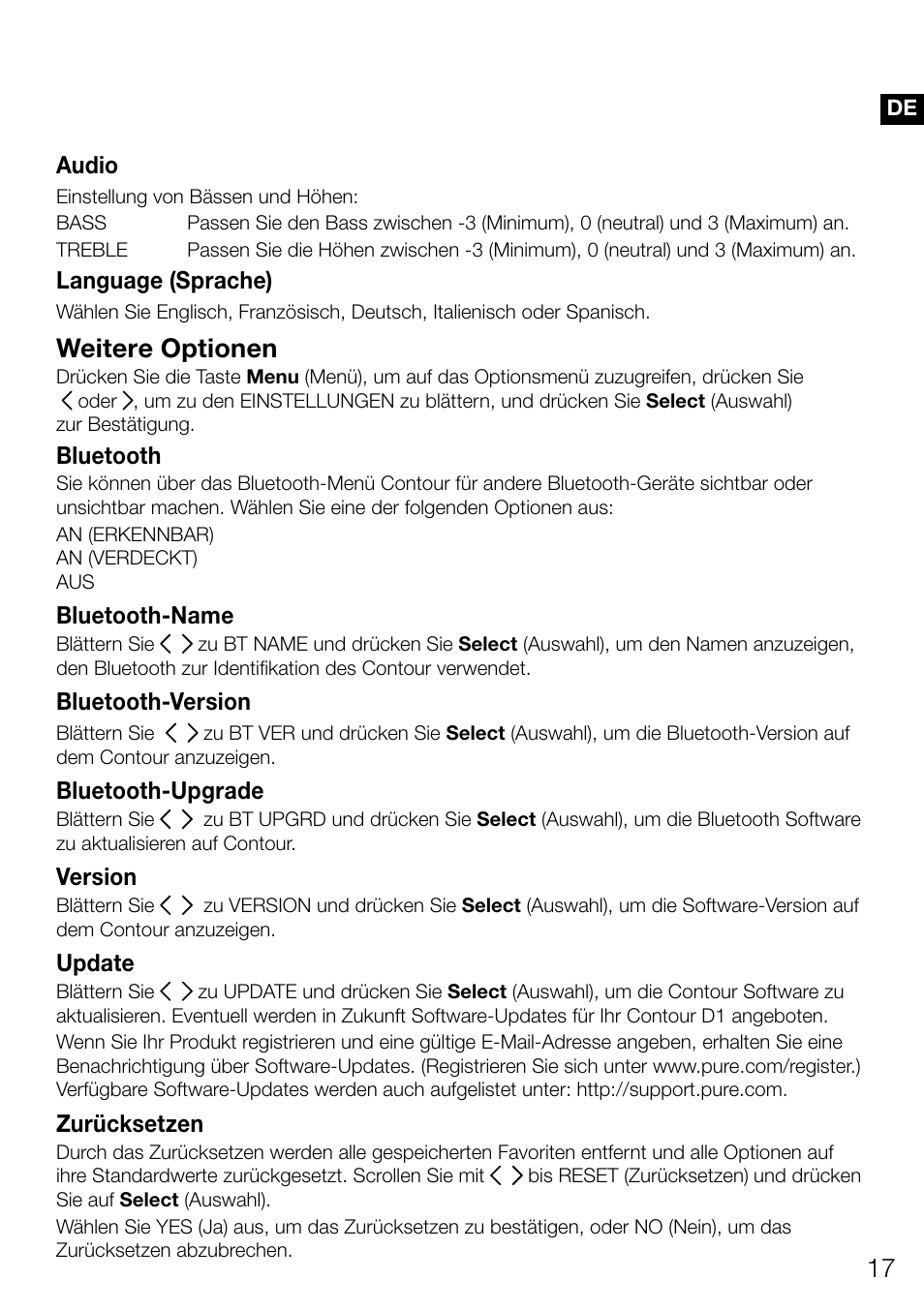 Weitere optionen | Pure Contour D1 User Manual | Page 39 / 124