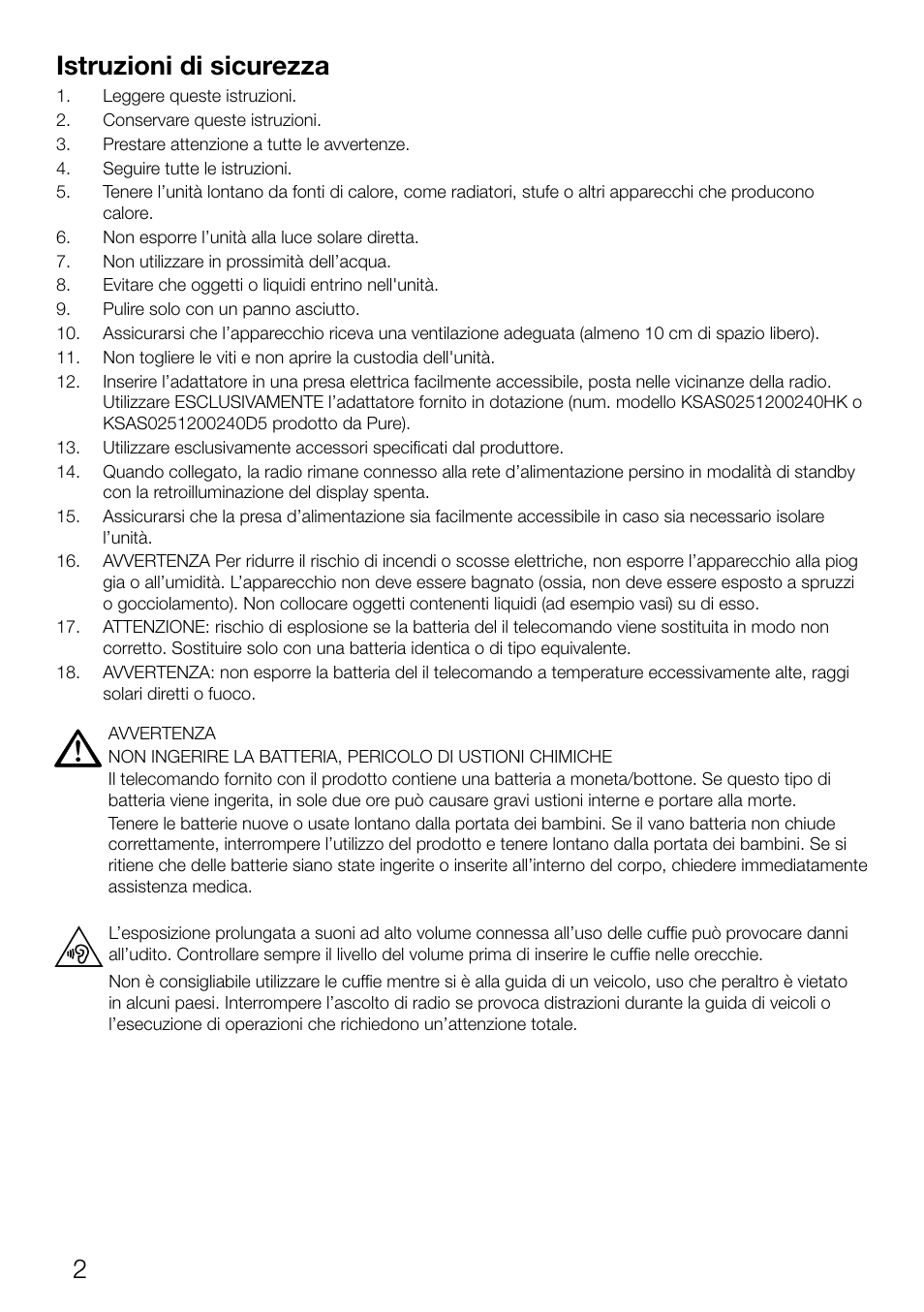 2istruzioni di sicurezza | Pure Contour D1 User Manual | Page 64 / 124